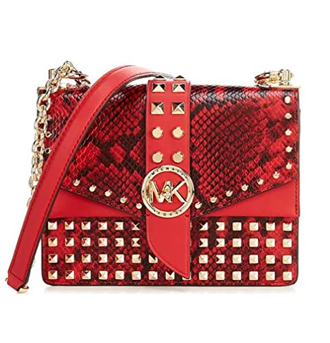 Greenwich Small Studded Snake Embossed Leather Crossbody Bag