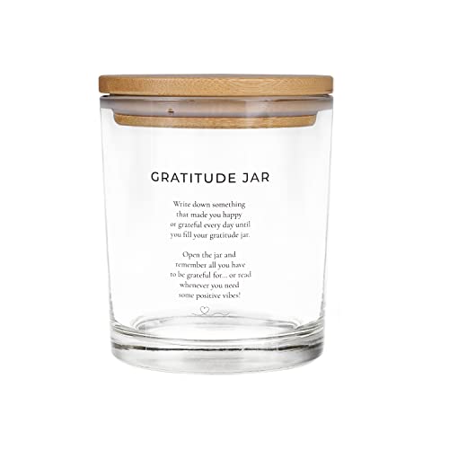 PureRejuva Personal Gratitude Jar with Note Cards, Inspiring and Motivational Self-Reflection Tool for Daily Affirmations, Beliefs, and Goals, Increase Happiness, Reduce Stress, Refocus Lifestyle