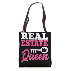real estate queen realtor real estate broker job tote bag