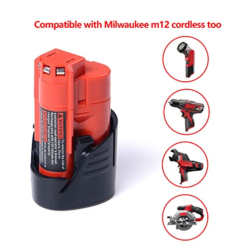 Bdreer 2 Pack 3000mAh 12V Lithium Ion Replacement Battery Compatible with Milwaukee M12 Battery 48-11-2401 48-11-2402 48-11-2411 48-11-2420 12-Volt Cordless Tools