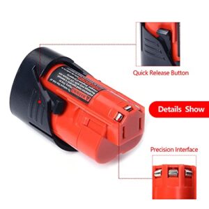 Bdreer 2 Pack 3000mAh 12V Lithium Ion Replacement Battery Compatible with Milwaukee M12 Battery 48-11-2401 48-11-2402 48-11-2411 48-11-2420 12-Volt Cordless Tools