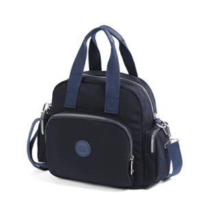 2 in 1 womens nylon casual tote bag backpack crossbody shoulder bag handbag with adjustable strap waterproof (navy blue)