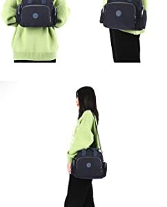 2 IN 1 Womens Nylon Casual Tote Bag Backpack Crossbody Shoulder Bag Handbag With Adjustable Strap Waterproof (Navy blue)