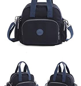 2 IN 1 Womens Nylon Casual Tote Bag Backpack Crossbody Shoulder Bag Handbag With Adjustable Strap Waterproof (Navy blue)