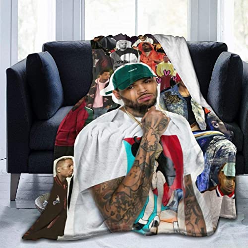 Chris Brown Blanket Flannel Blanket Fleece Throw Warm Plush Microfiber Blanket All Season Warm Be (50X40 inches), Black, (CCA-009)