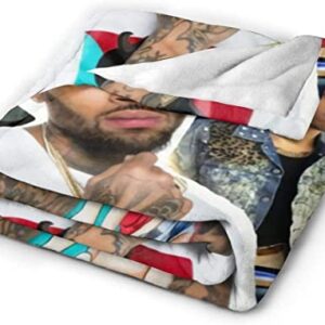 Chris Brown Blanket Flannel Blanket Fleece Throw Warm Plush Microfiber Blanket All Season Warm Be (50X40 inches), Black, (CCA-009)