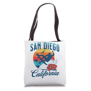 san diego california beach surf summer vacation vintage tote bag