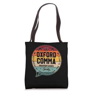 the oxford comma preservation society team oxford vintage tote bag