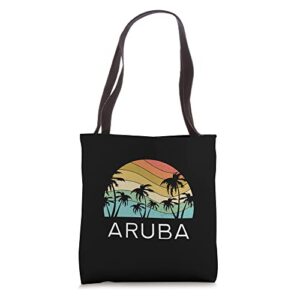 aruba island beach retro vintage vacation souvenir flag tote bag