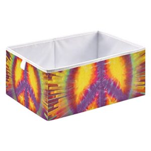 tie dye peace sign storage basket storage bin rectangular collapsible shelves basket large toy chest organizer for home office dormroom