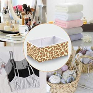 RunningBear African Brown Giraffe Print Storage Basket Storage Bin Square Collapsible Storage Containers Toy Storage Box Organizer for Clothes Towels Magazine