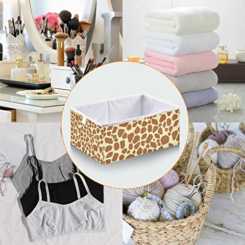 RunningBear African Brown Giraffe Print Storage Basket Storage Bin Square Collapsible Storage Containers Toy Storage Box Organizer for Clothes Towels Magazine