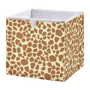 RunningBear African Brown Giraffe Print Storage Basket Storage Bin Square Collapsible Storage Containers Toy Storage Box Organizer for Clothes Towels Magazine