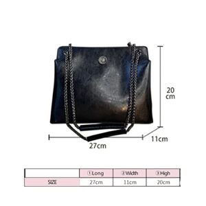 FOXLOVER Leather Tote Handbags for Women, Cowhide Leather Ladies Fashion Top-handle Bags Womens Shoulder Purses and Handbags (Black)