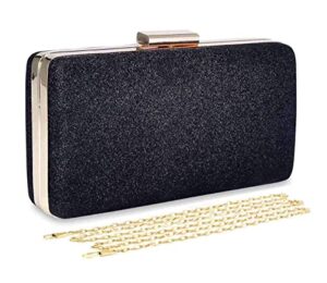 pinprin glitter clutch evening bags for women – formal bridal wedding clutch handbag prom cocktail party purse (black)