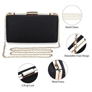 Pinprin Glitter Clutch Evening Bags for Women - Formal Bridal Wedding Clutch Handbag Prom Cocktail Party Purse (Black)