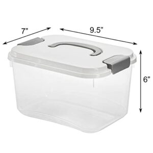 Elsjoy Set of 8 Plastic Storage Bins, 5.5 Quart Clear Storage Latch Box with Lids, Stackable Organizing Bins Lidded Storage Container for Toys, Snacks, Cosmetics