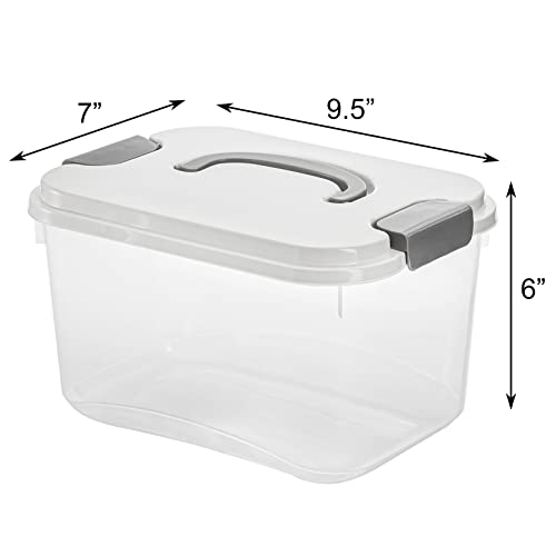 Elsjoy Set of 8 Plastic Storage Bins, 5.5 Quart Clear Storage Latch Box with Lids, Stackable Organizing Bins Lidded Storage Container for Toys, Snacks, Cosmetics