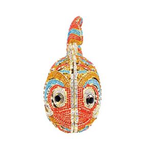 DEBIMY Cute Mini Fish Evening Clutch Glittering Rhinestones Crystal Purse Ladies Party Wedding Cocktail Evening Bag Handbag, Colorful