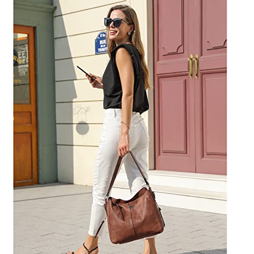 CLUCI Hobo Purses Handbags for Women Vegan Leather Tote Fashion Crossbody Large Shoulder Bag Two-tone Camel