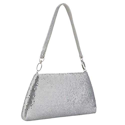 Simcat Clutch Bag for Women Evening Purses with Sequins Handbag for Wedding Party Cocktail Clutches Purse Silver