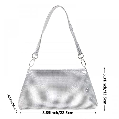 Simcat Clutch Bag for Women Evening Purses with Sequins Handbag for Wedding Party Cocktail Clutches Purse Silver