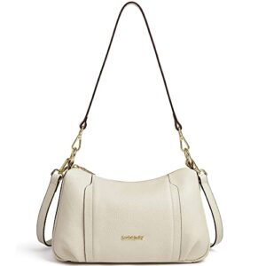 doris&jacky leather shoulder handbags for women medium designer crossbody purse and bags with two detachable straps (5-off white)