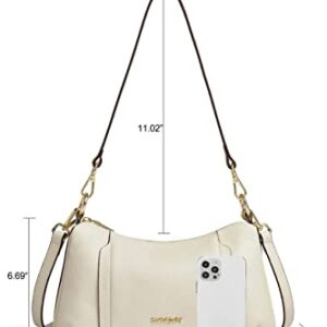 DORIS&JACKY Leather Shoulder Handbags For Women Medium Designer Crossbody Purse And Bags With Two Detachable Straps (5-Off White)