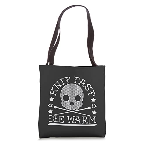 Funny Gothic Yarn Skull Knitting Needles Knit Fast Die Warm Tote Bag