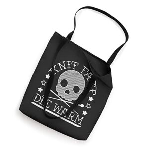 Funny Gothic Yarn Skull Knitting Needles Knit Fast Die Warm Tote Bag