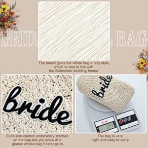 Bride Cowgirl Bag Bachelorette Party Gift Bags Bridesmaid Bride Crochet Purse White Crossbody Fringe Bag for Women Bachelorette Party Favor Cowgirl Bachelorette Country Wedding Bridal Shower 7.87 Inch