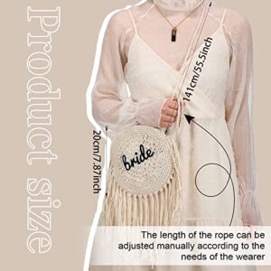 Bride Cowgirl Bag Bachelorette Party Gift Bags Bridesmaid Bride Crochet Purse White Crossbody Fringe Bag for Women Bachelorette Party Favor Cowgirl Bachelorette Country Wedding Bridal Shower 7.87 Inch