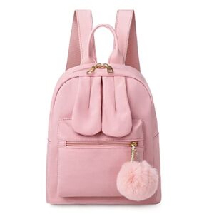 zfoflik bunny backpack for gilrs,mini purse backpack cute kawaii backpack small bunny purse backpack with plush pendant(pink)