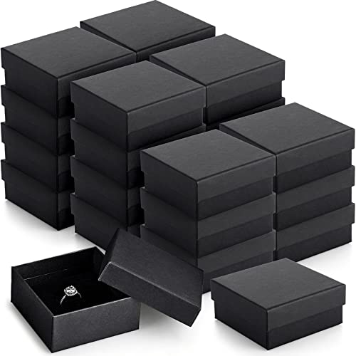 Kenning 24 Packs Jewelry Gift Boxes Necklace Boxes Cardboard Earring Ring Boxes with Velvet Cushion for Jewelry Gifts Display, 3.1 x 3.1 x 1.4 Inch (Cardboard)