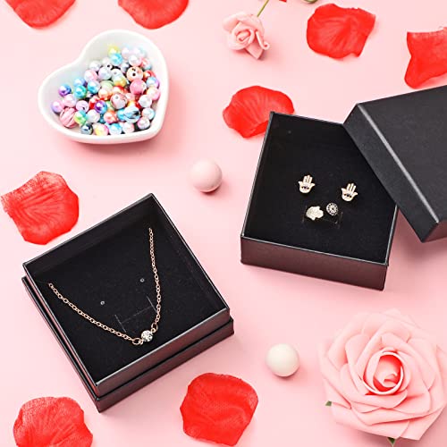 Kenning 24 Packs Jewelry Gift Boxes Necklace Boxes Cardboard Earring Ring Boxes with Velvet Cushion for Jewelry Gifts Display, 3.1 x 3.1 x 1.4 Inch (Cardboard)