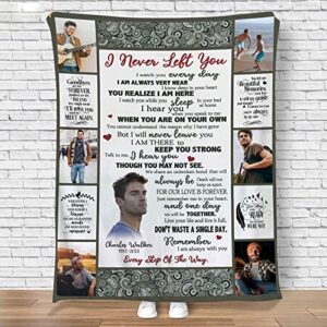 i never left you memorial photo blanket gift for loss of son, sentimental blanket gifts for loss of brother, sympathy condolence blanket gift remembrance gift memory gifts fleece/sherpa blanket