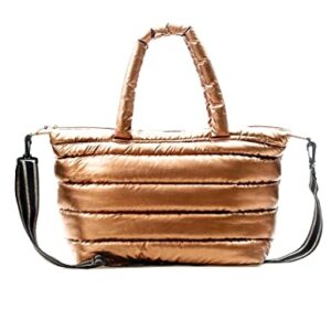 No Boundaries Women's Puffy Quilted Tote Handbag (Bronze)