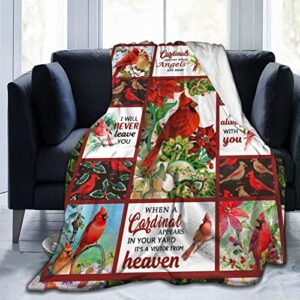 gyuiyti christmas red bird blanket for women cardinals birds blankets, gift for women blanket all season fleece flannel blanket valentines birthday anniversary