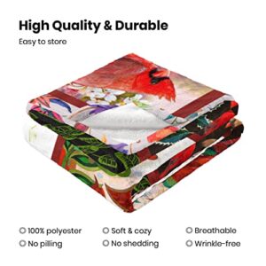 GYUIYTI Christmas Red Bird Blanket for Women Cardinals Birds Blankets, Gift for Women Blanket All Season Fleece Flannel Blanket Valentines Birthday Anniversary