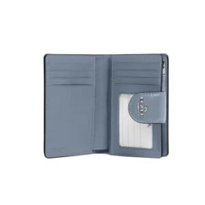 Coach Signature Medium Corner Zip Wallet in Coated Canvas Khaki Marble Blue