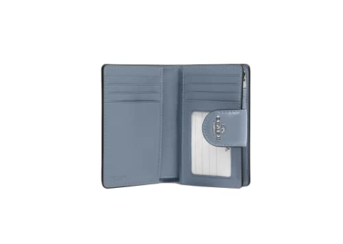 Coach Signature Medium Corner Zip Wallet in Coated Canvas Khaki Marble Blue