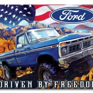 Desperate Enterprises Ford Freedom Truck Tin Sign - Nostalgic Vintage Metal Wall Decor - Made in USA