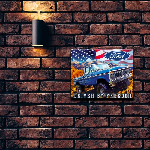 Desperate Enterprises Ford Freedom Truck Tin Sign - Nostalgic Vintage Metal Wall Decor - Made in USA