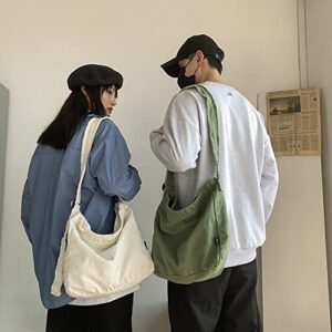 JQWSVE Canvas Messenger Bag Retro Hobo Crossbody Bag Lightweight Canvas Shoulder Tote Handbag for Women and Men