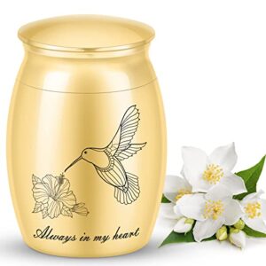 ketan decorative urn for human ashes, hummingbird and hibiscus flower small cremation urns keepsake for adult/pet/male/female always in my heart