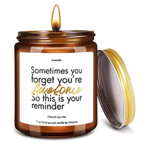 you are awesome, thank you candle gifts, inspirational valentines gifts for women, men, best friend, funny appreciation birthday candle gifts for nurse, coworkers, sister -lavender 7oz
