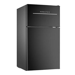 3.0 cu.ft compact refrigerator with 2 doors, mini fridge with freezer, 37db quiet, 7-settings mechanical thermostat, small refrigerator for bedroom office, dorm or garage, black (new black)
