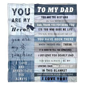 gifts for dad from daughter or son – to my dad blanket father’s day,thanksgiving,christmas, birthday gifts for dad soft flannel hug father letter throw blanket 60″ x 50″