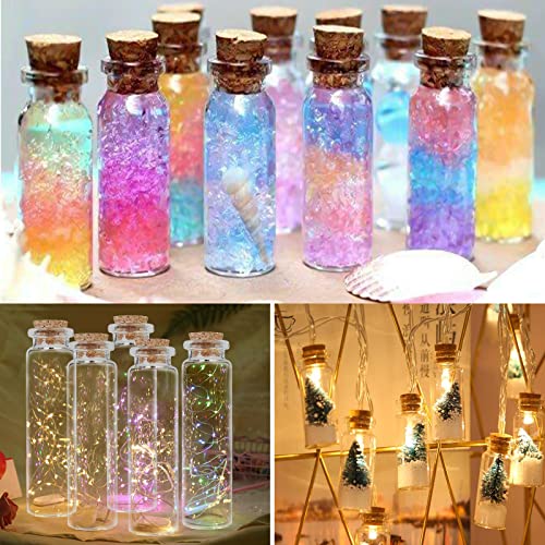Faburo 40pcs 20ml Small Glass Bottles with Corks, Small Glass Jar with Cork Lid, Mini Clear Glass Bottles with Tags and Strings for DIY Art Crafts Storage, Small Glass Vials for Wedding Favors