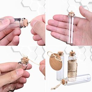 Faburo 40pcs 20ml Small Glass Bottles with Corks, Small Glass Jar with Cork Lid, Mini Clear Glass Bottles with Tags and Strings for DIY Art Crafts Storage, Small Glass Vials for Wedding Favors